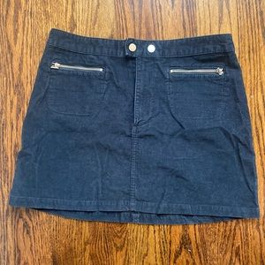 Corduroy Blue Skirt with Zipper Details